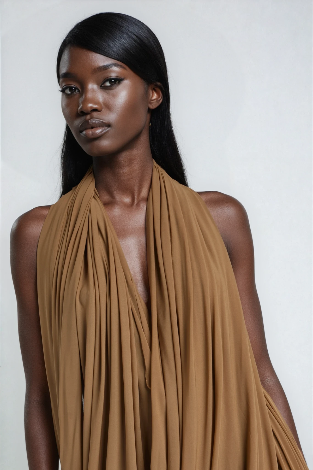 Faɗimatu Plunge Draped Midi Dress