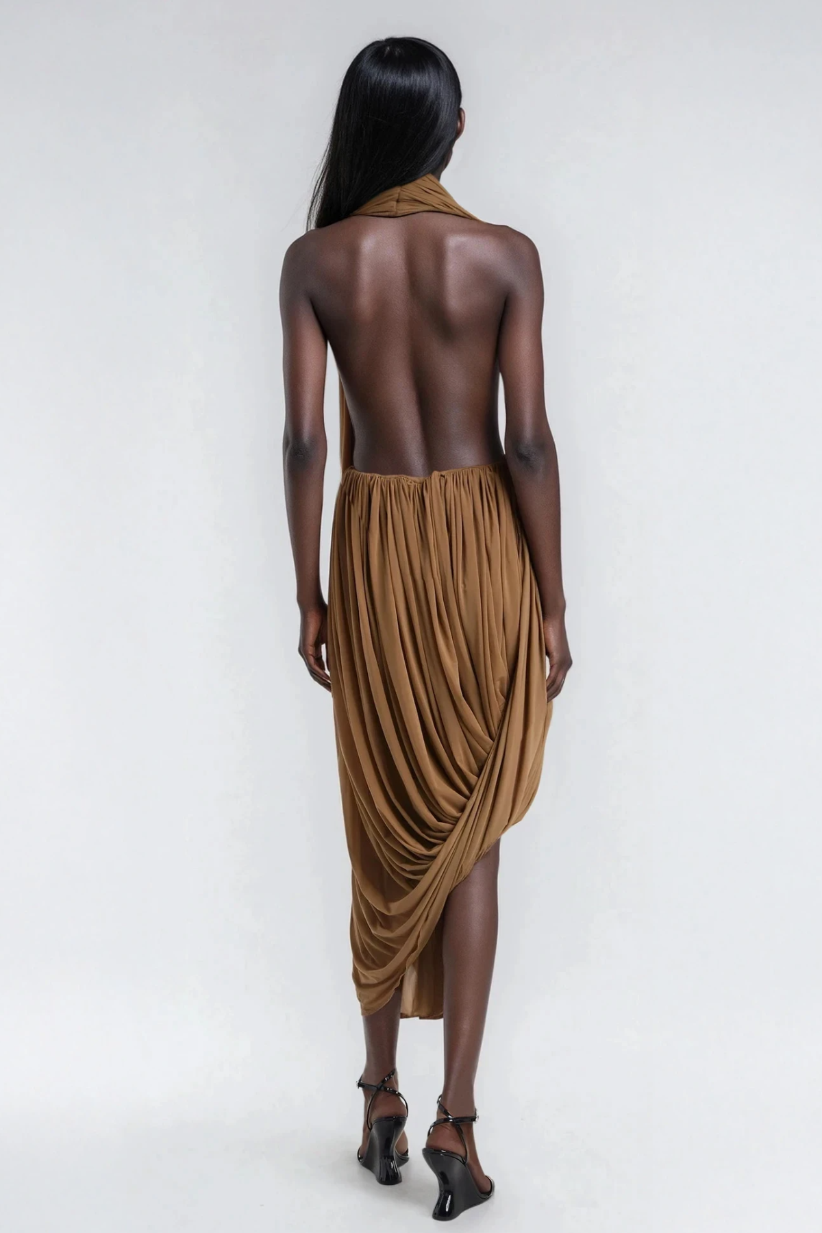 Faɗimatu Plunge Draped Midi Dress