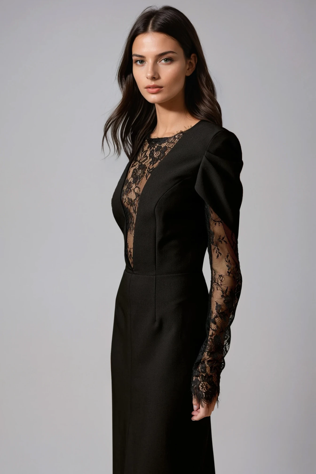 Fannie Split Lace Midi Dress