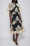 Farzad Cochet Shawl Midi Dress In Black