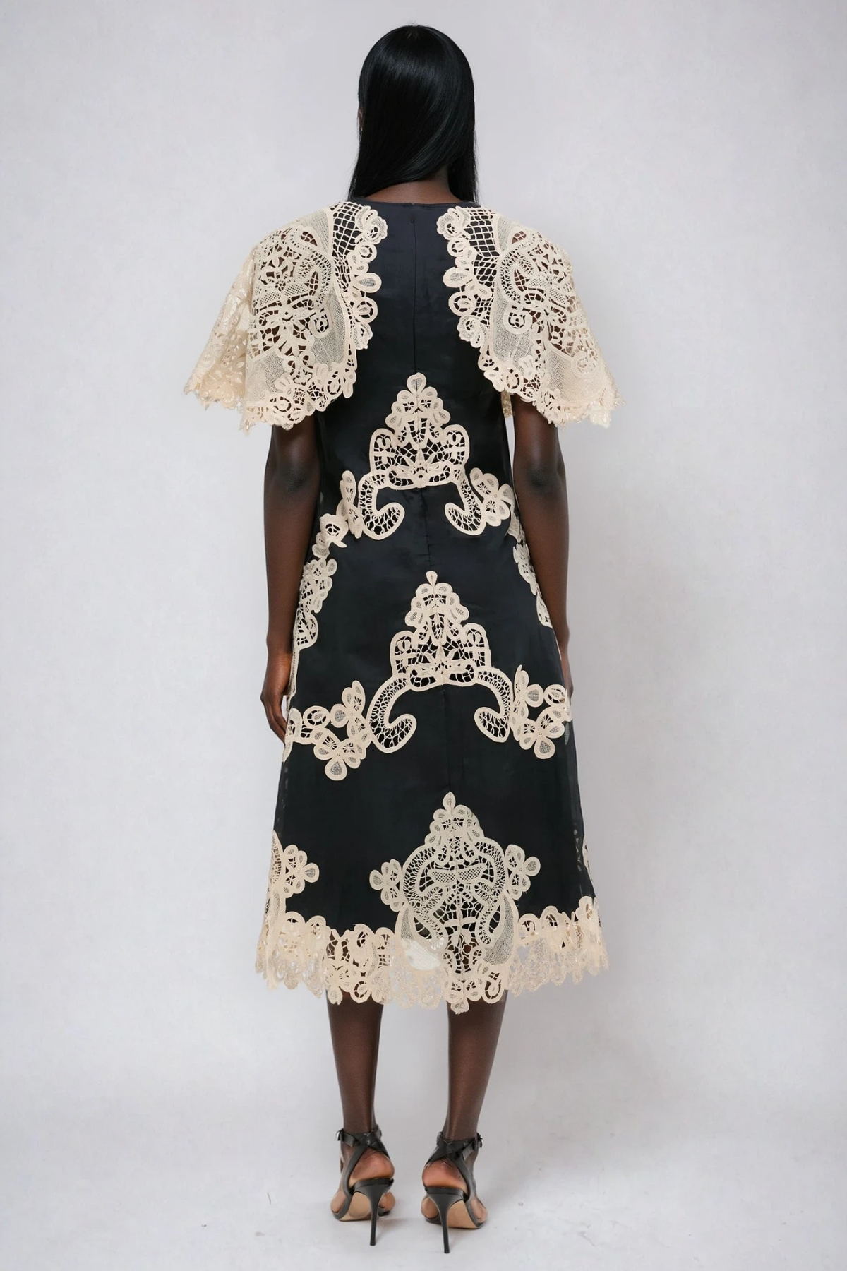 Farzad Cochet Shawl Midi Dress In Black