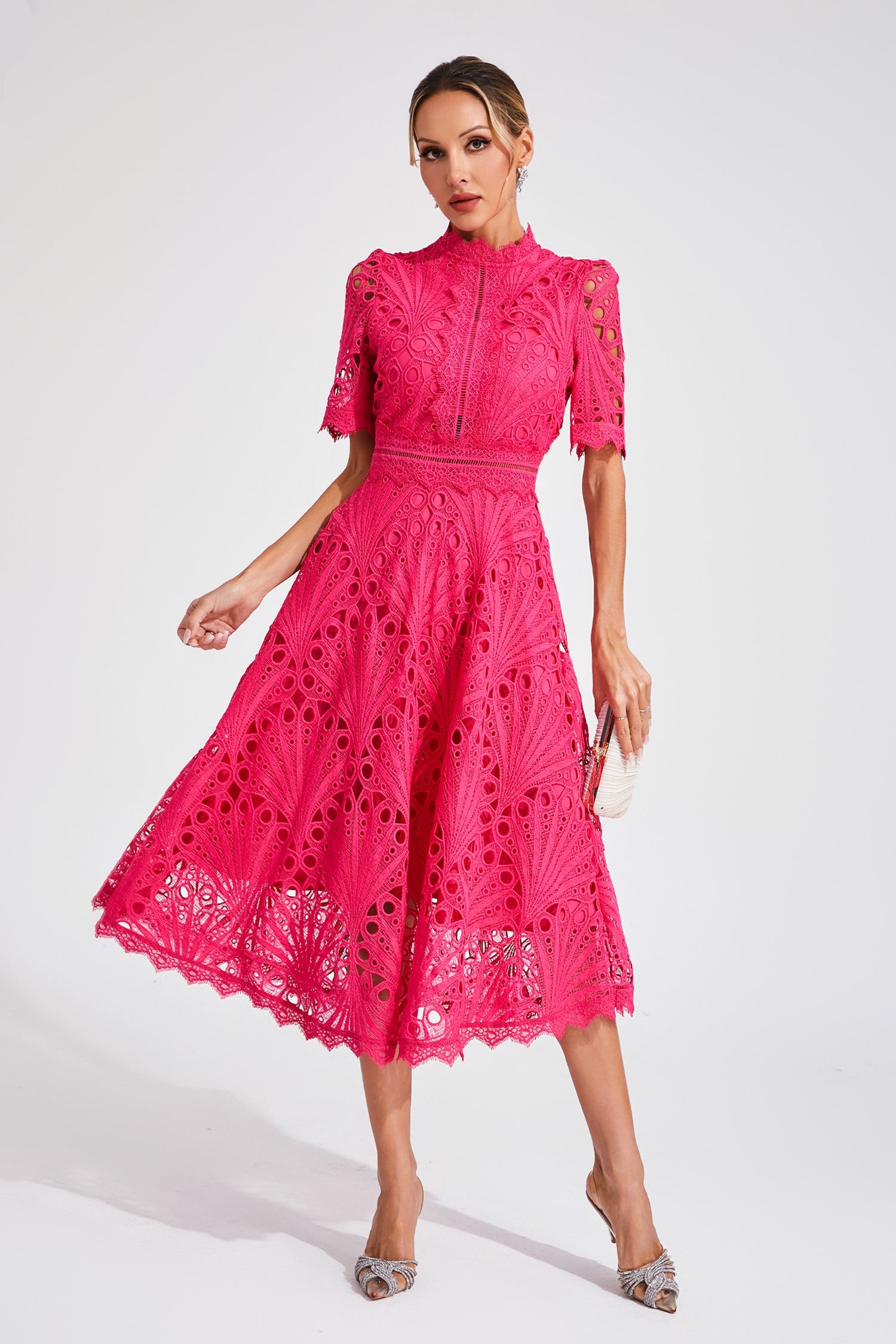 Freeman Rose Red Cut Out Midi Dress