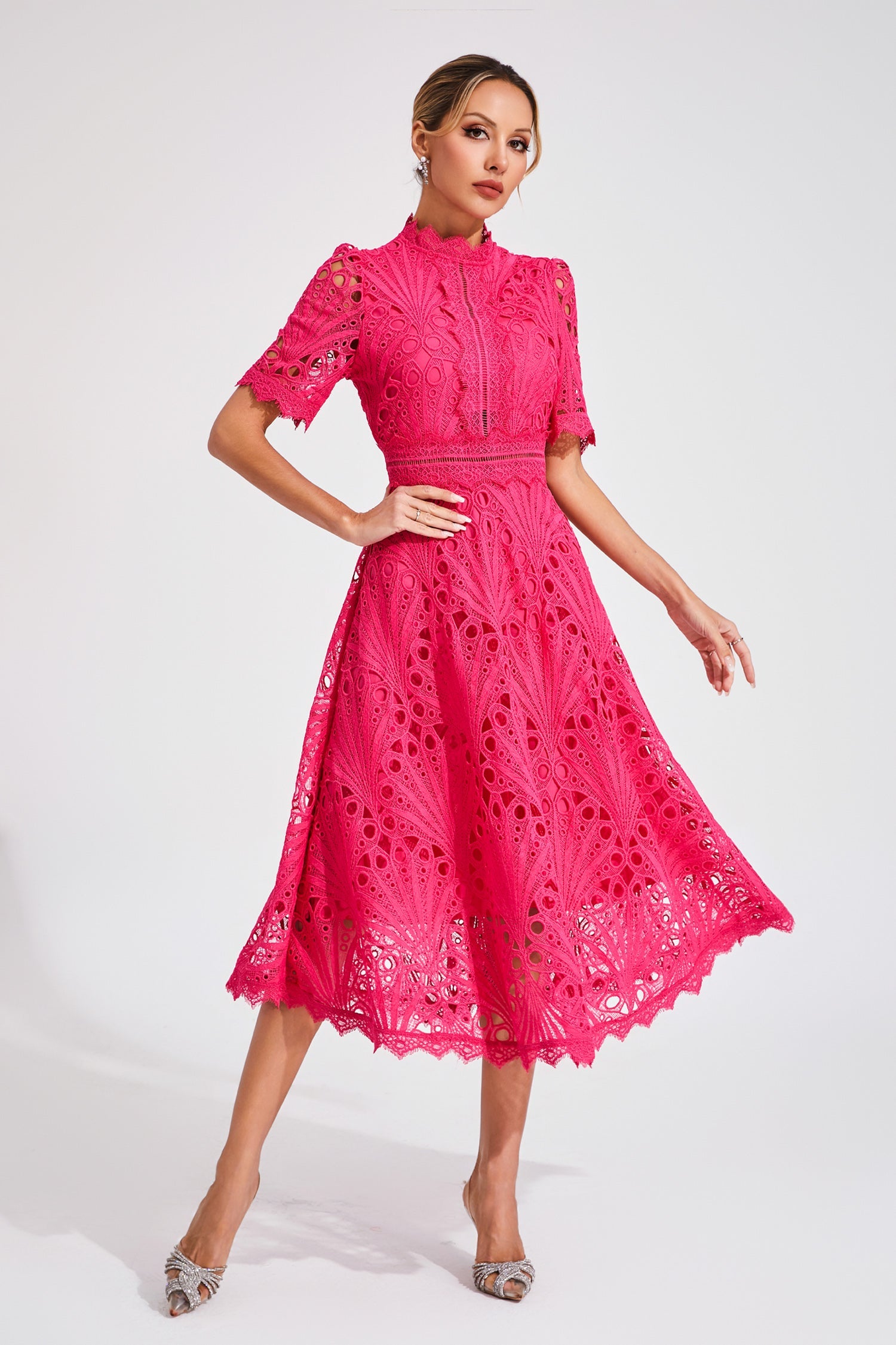 Freeman Rose Red Cut Out Midi Dress