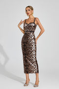 Grote Leopard Print Satin Midi Dress