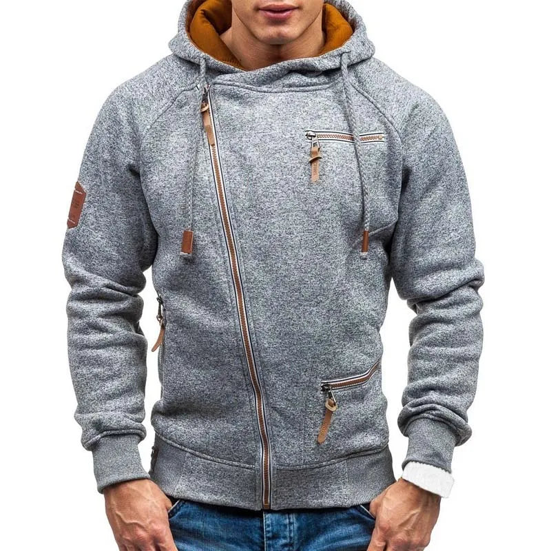 New Hoodie Men 2025 Autumn Casual Solid Long Sleeve Mens Hoodies Sweatshirts Slim Zipper Hoody Sweatshirt Men Hooded Streetwear