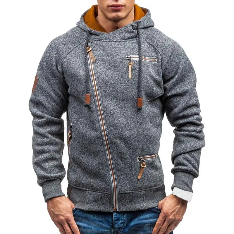 New Hoodie Men 2025 Autumn Casual Solid Long Sleeve Mens Hoodies Sweatshirts Slim Zipper Hoody Sweatshirt Men Hooded Streetwear