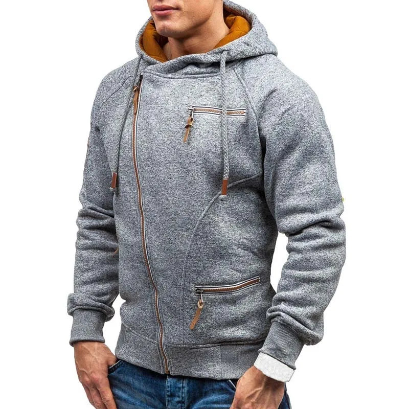 New Hoodie Men 2025 Autumn Casual Solid Long Sleeve Mens Hoodies Sweatshirts Slim Zipper Hoody Sweatshirt Men Hooded Streetwear