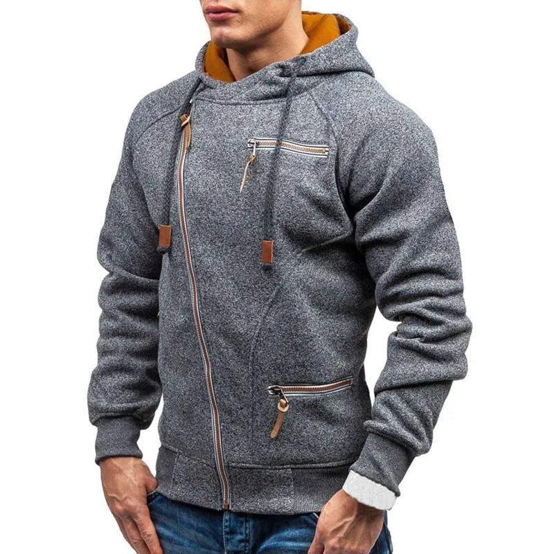 New Hoodie Men 2025 Autumn Casual Solid Long Sleeve Mens Hoodies Sweatshirts Slim Zipper Hoody Sweatshirt Men Hooded Streetwear