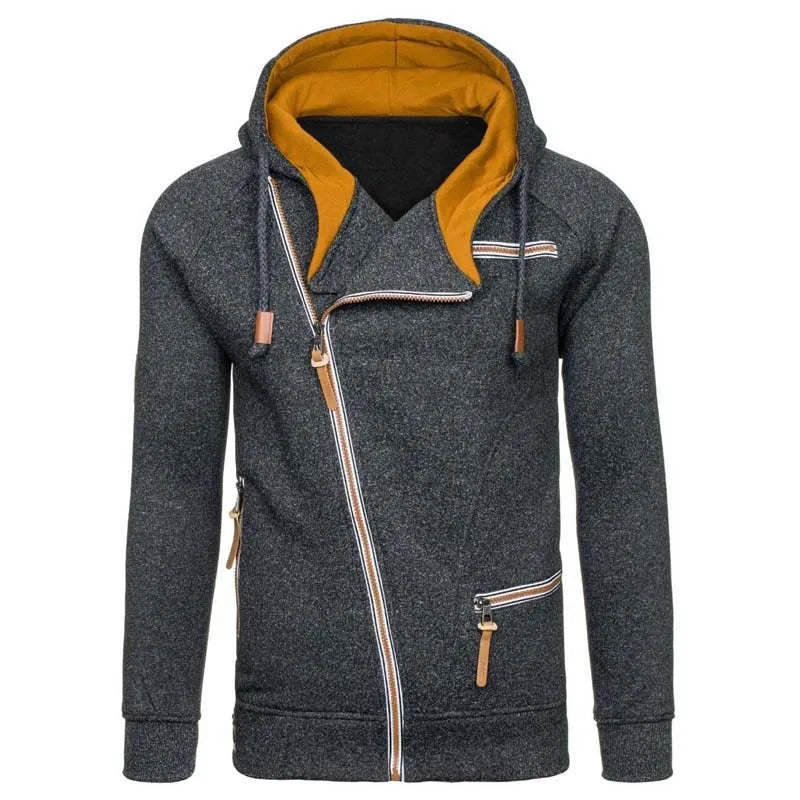 New Hoodie Men 2025 Autumn Casual Solid Long Sleeve Mens Hoodies Sweatshirts Slim Zipper Hoody Sweatshirt Men Hooded Streetwear