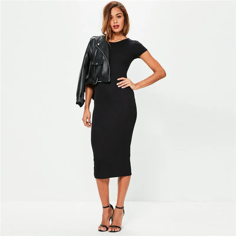 Maison Cotton Midi Dress | Slim Fit | Short Sleeve