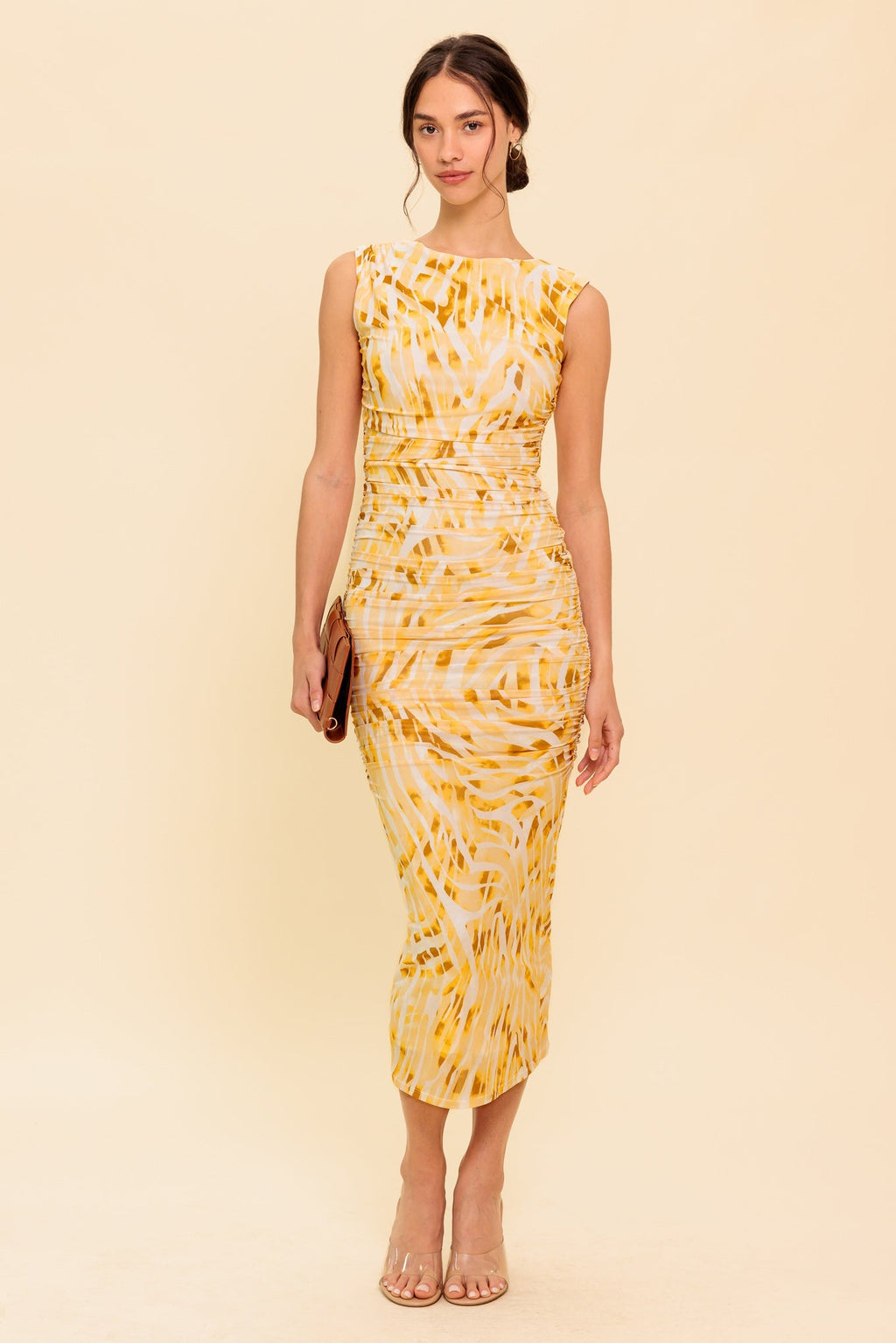 Wild As Ever - Power Mesh Cheetah Print Bodycon Midi Dress
