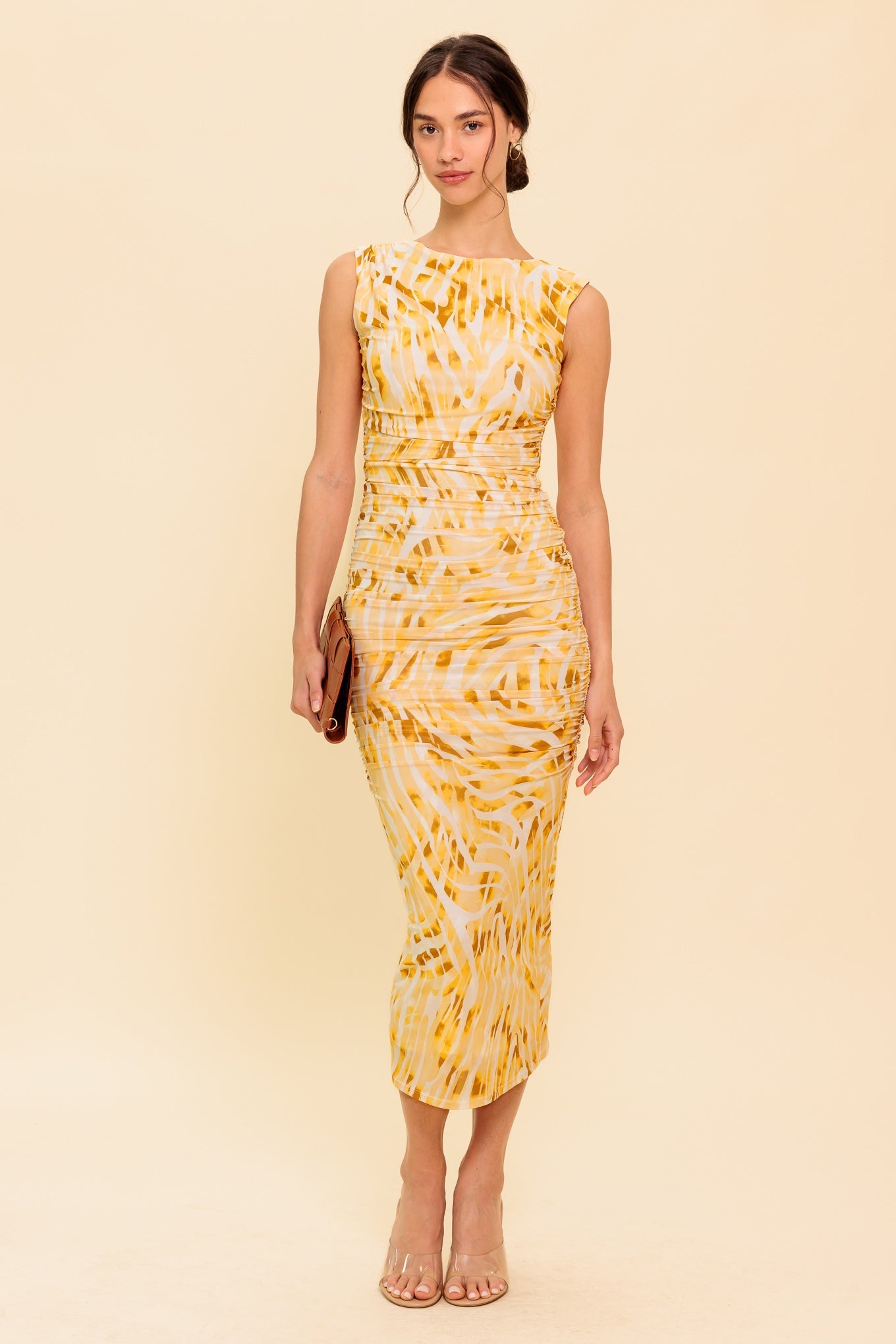 Wild As Ever - Power Mesh Cheetah Print Bodycon Midi Dress