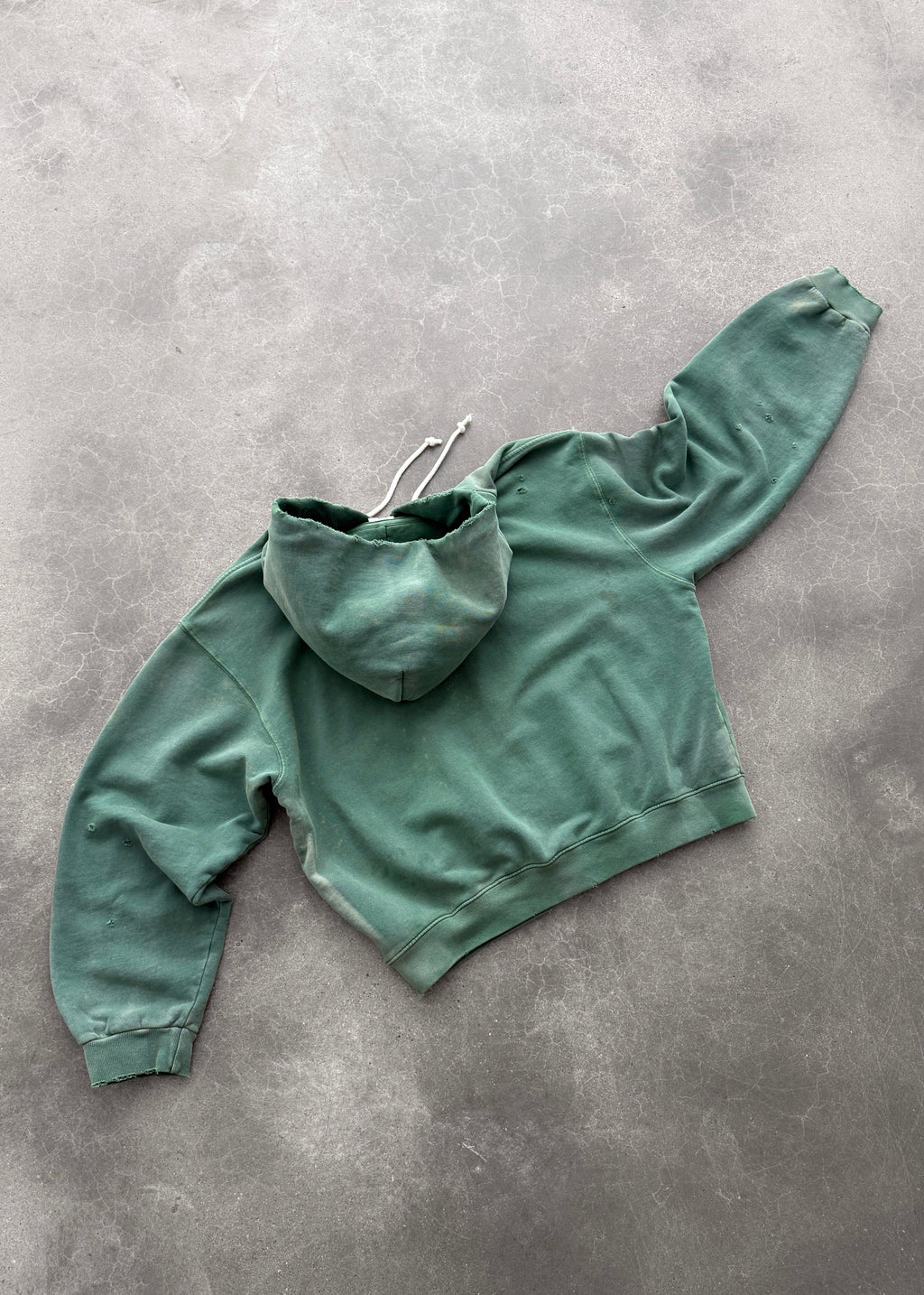 THRASHED ZIP-UP HOODIE - SUN FADED GREEN