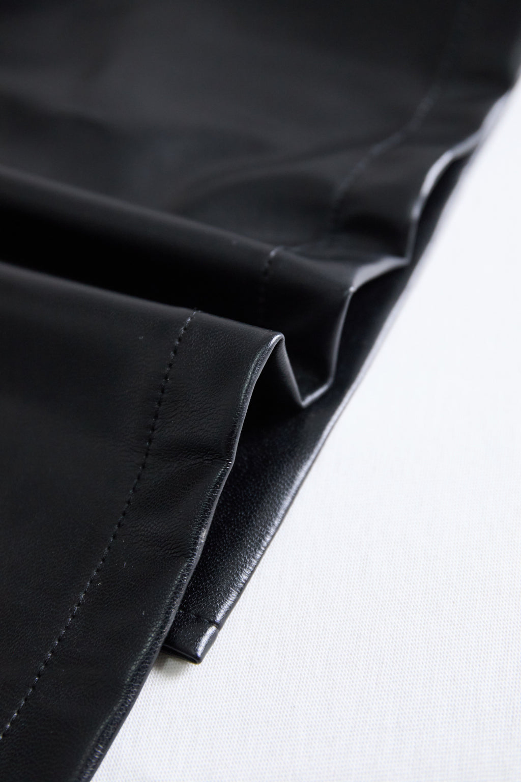 Sleek Black Faux Leather Sleeveless Midi Dress