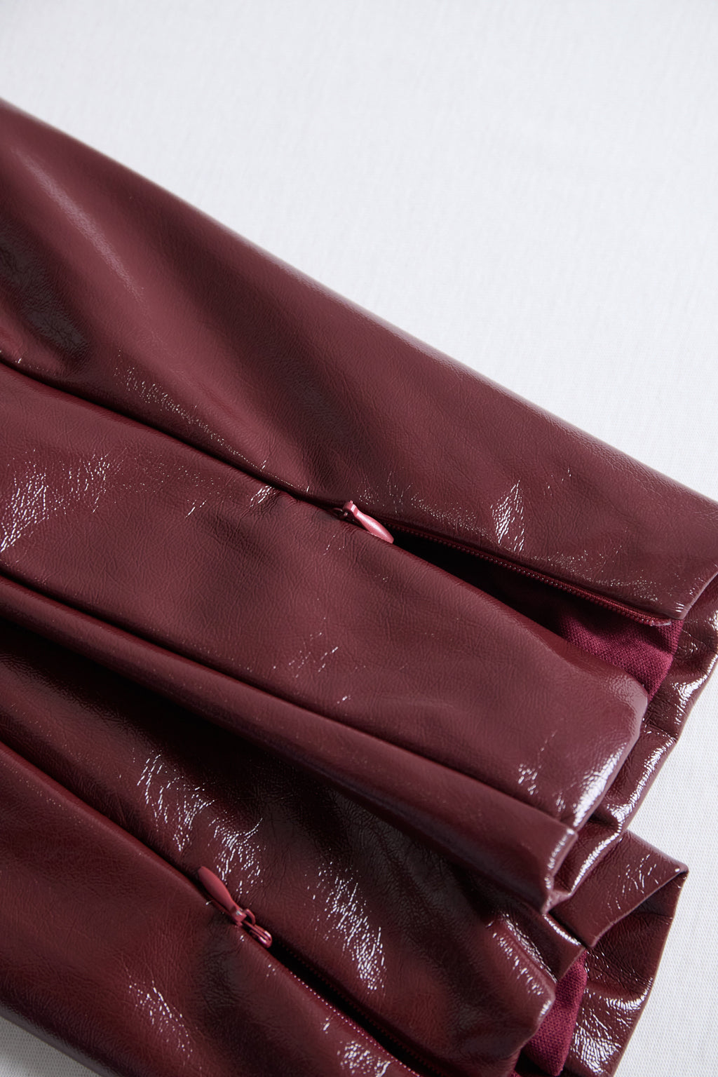 Burgundy Faux Leather Bodycon Midi Dress