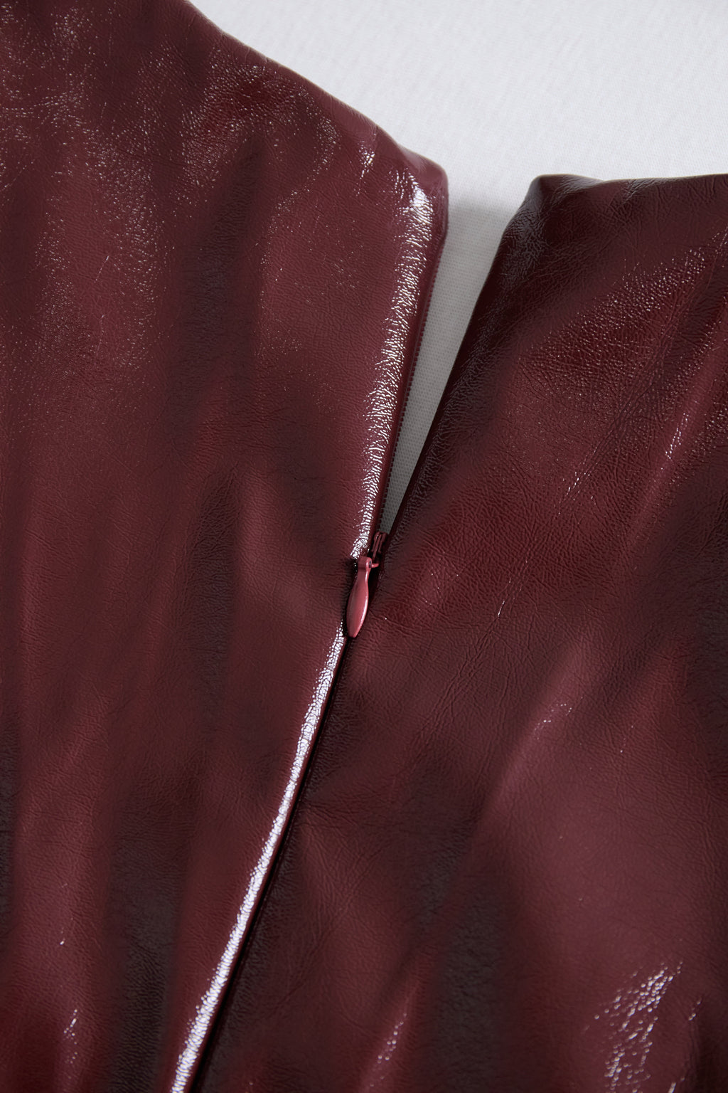 Burgundy Faux Leather Bodycon Midi Dress
