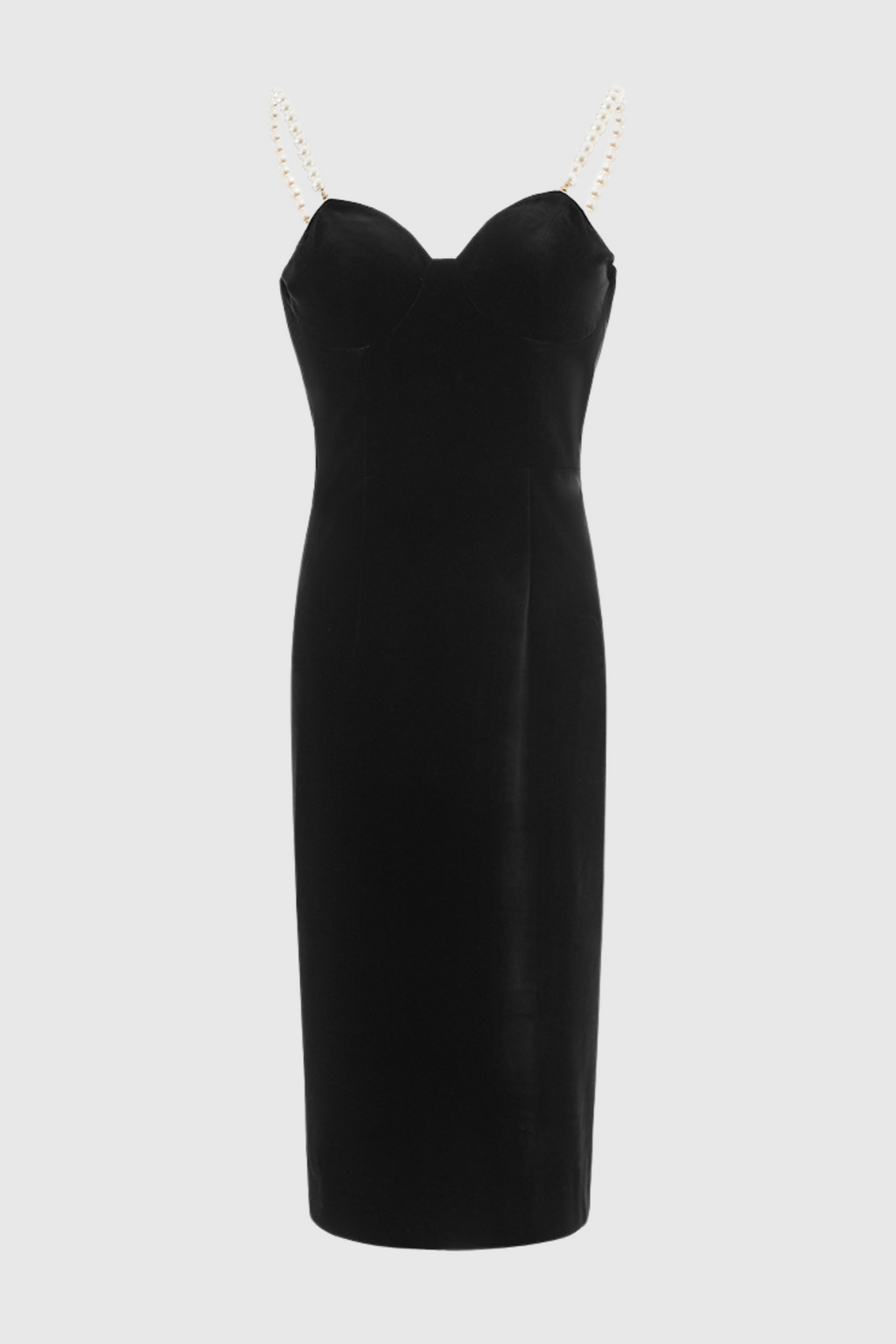 Kadia Velvet Pearl Embellished Midi Dress