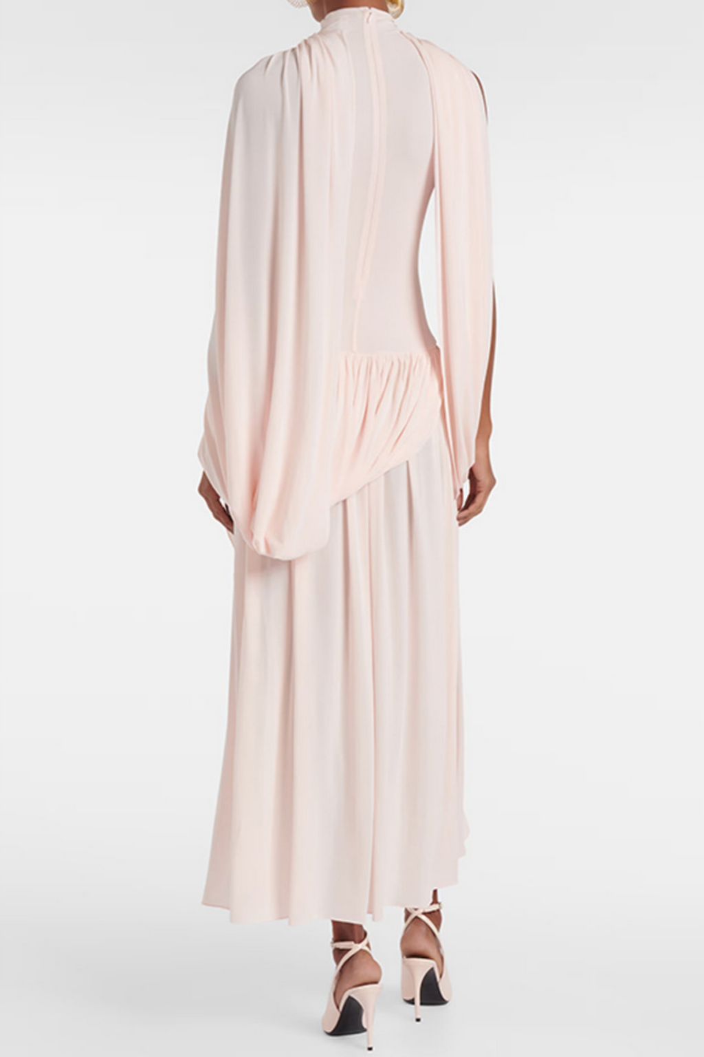 Katey Asymmetric Cape Draped Midi Dress