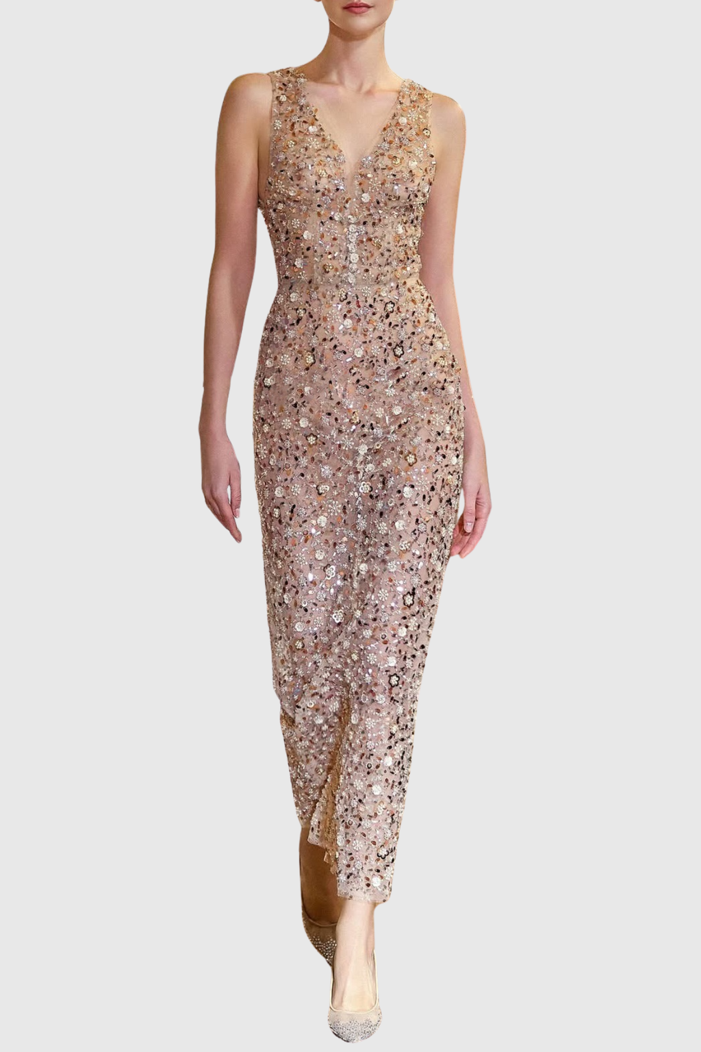 Kicolo Floral Embroidery Midi Dress