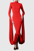 Mokga Draped Long Sleeve Midi Dress