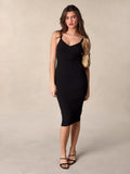 Ribbed Knit Midi Dress | V-Neck | Spaghetti Straps