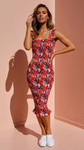 Midi Dress Vacation Ruffled Pleating Tight Dress