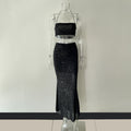 Mesh Camisole Vest Cropped Midi Dress Two Piece Vacation Sequined Sets