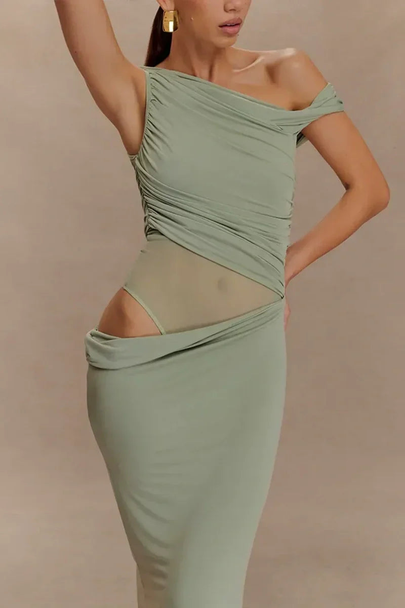 Callen One Shoulder Slinky Maxi Dress