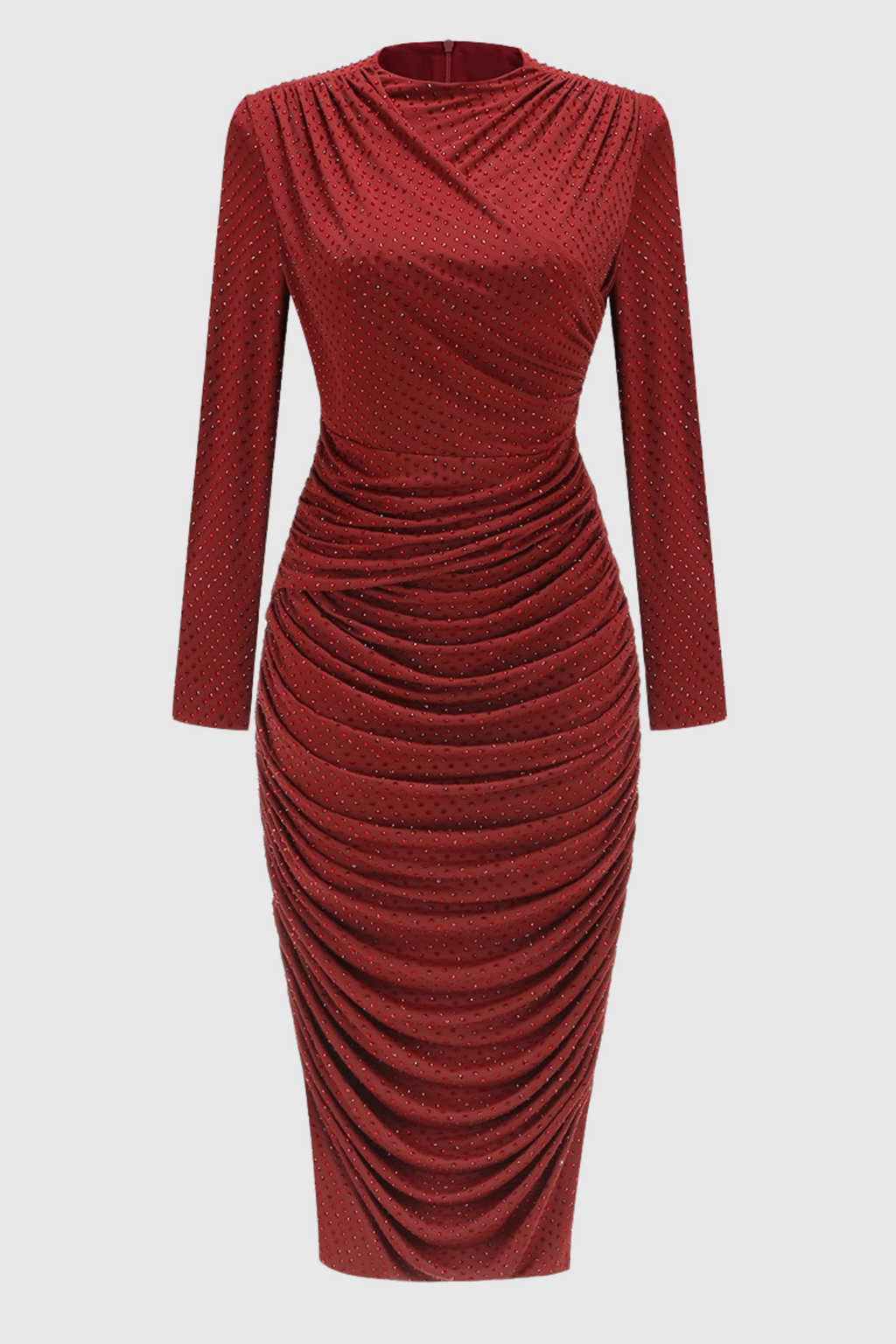 Pallavi Crystal Embellished Ruched Midi Dress