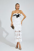 Raleign White Floral Lace Midi Dress
