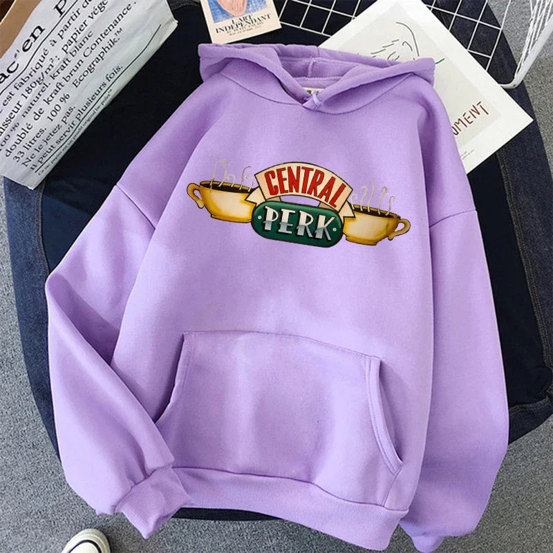 Women Funny Cartoon Friends Black Hoodies Friends Tv Show Harajuku Ullzang Graphic Sweatshirt Vintage Letter Y2k Hoody Female