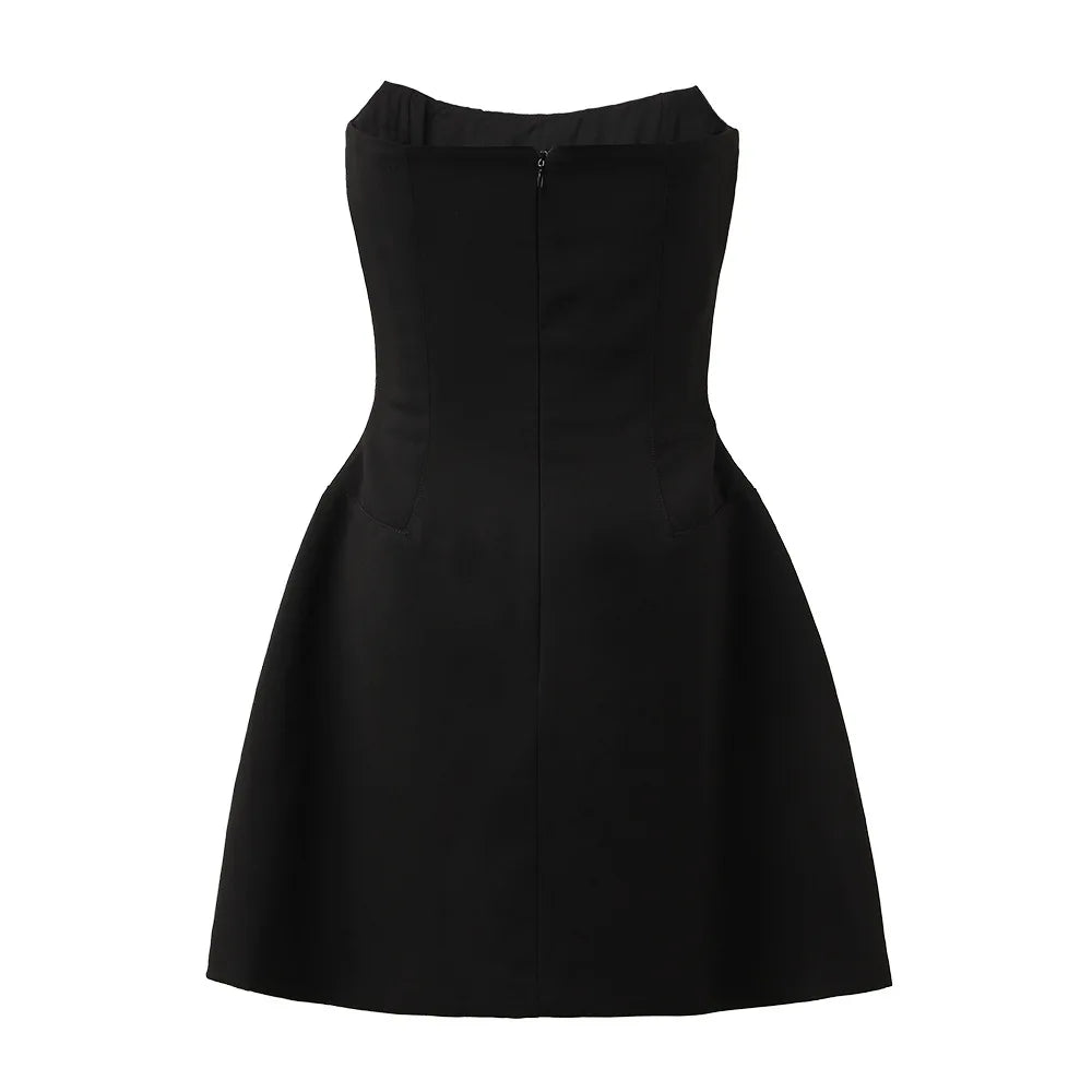 Diamonds Black Crystal Pearl Mini | Midi Dress