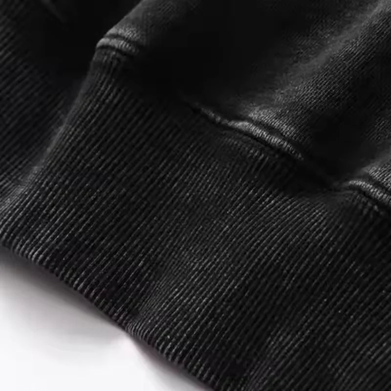 Anime Graphic Hooded Men Women Vintage Hoodies Washed Cotton Sweatshirt Harajuku Streetwear Male Pullover