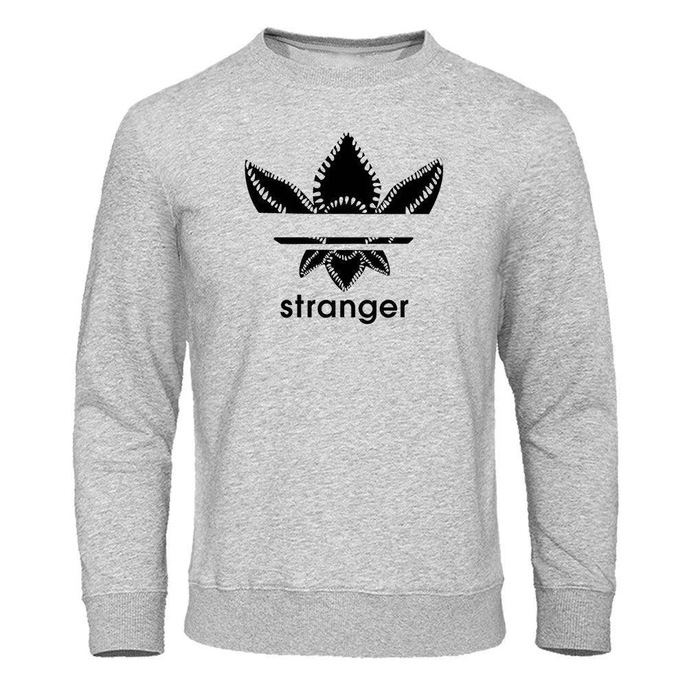 Funny Stranger Floral Pattern Printed Hoodies Mens Letter Style Streetwear Fashion Loose Street Hoody Fleece Pullover Men Hoodie