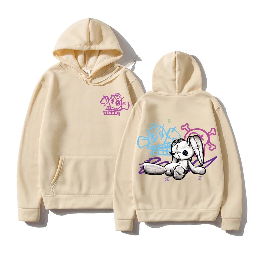 Hoodie Fashion Men Harajuku Anime Rabbit Monkey Hoodies Unisex Funny Cute Cartoon Bunny Pullovers Sweatshirts Hoodys