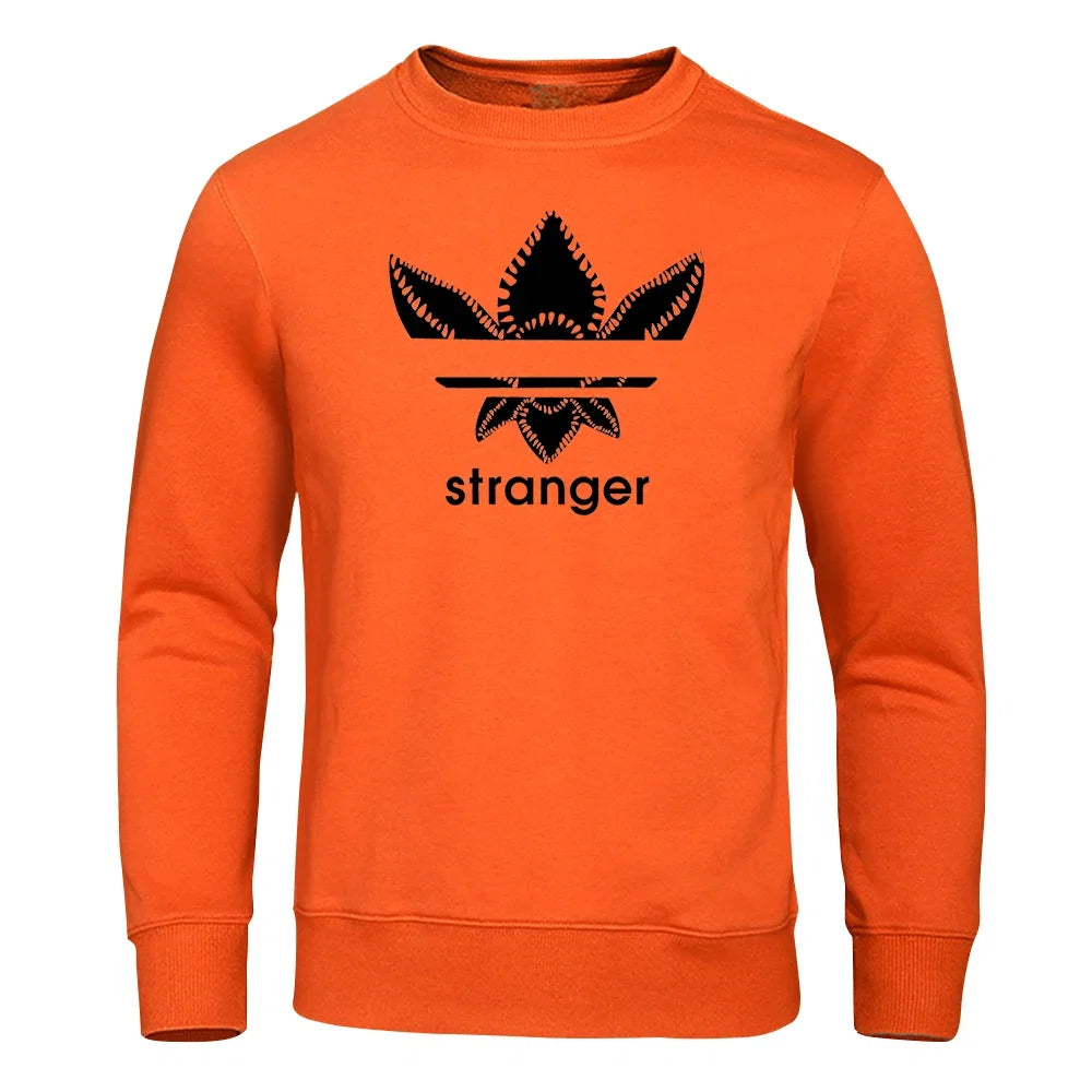 Funny Stranger Floral Pattern Printed Hoodies Mens Letter Style Streetwear Fashion Loose Street Hoody Fleece Pullover Men Hoodie