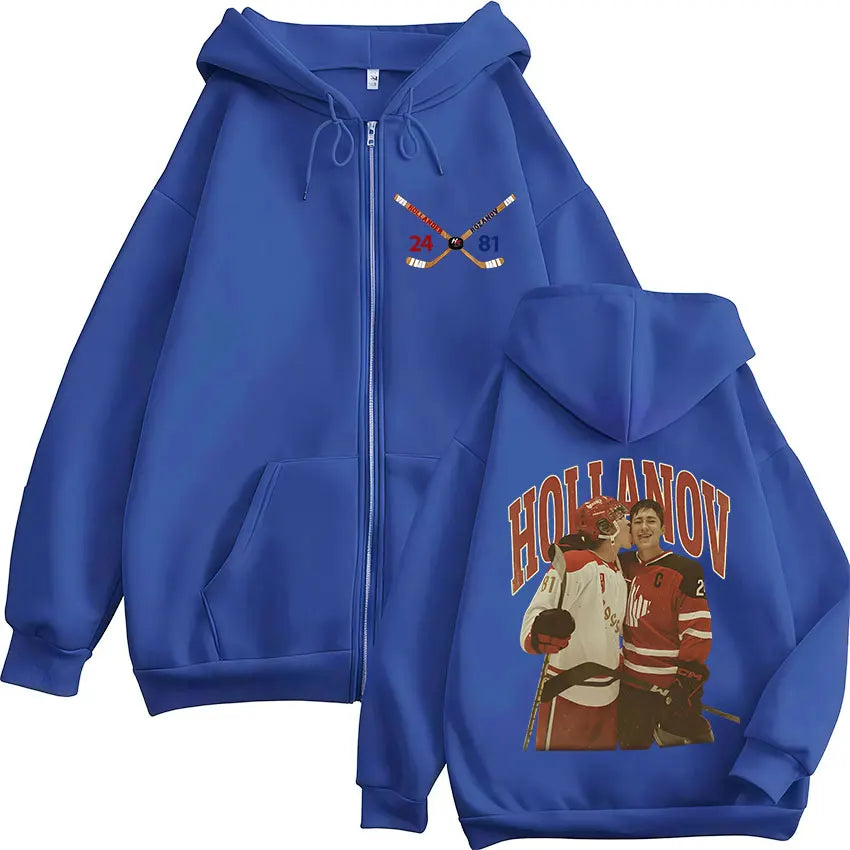 Heated Rivalry Shane Hollander? Ilya Rozanov Hollanov 24 81 Merch Zipper Hoodies Men Women Zip Up Sweatshirts Long Sleeve Jacket