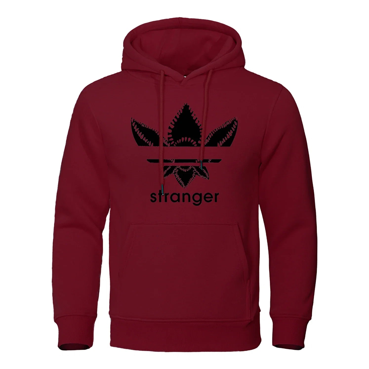 Funny Stranger Floral Pattern Printed Hoodies Mens Letter Style Streetwear Fashion Loose Street Hoody Fleece Pullover Men Hoodie