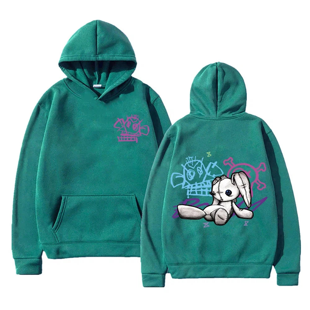 Hoodie Fashion Men Harajuku Anime Rabbit Monkey Hoodies Unisex Funny Cute Cartoon Bunny Pullovers Sweatshirts Hoodys