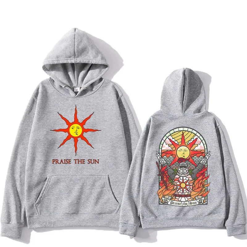 Dark Souls Praise the Sun Printed Men's and Women's Hoodies Fashion Casual Pullover Autumn and Winter Men's Loose Hoodies