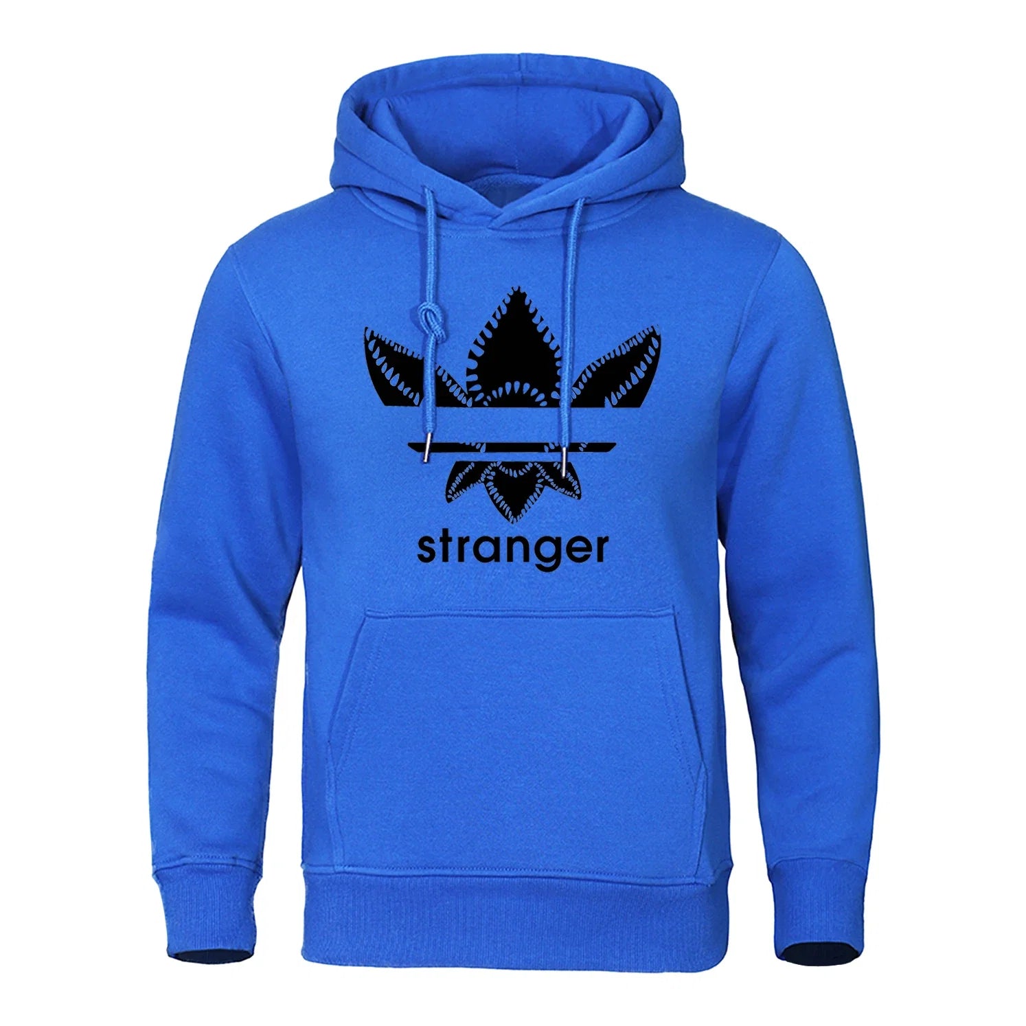 Funny Stranger Floral Pattern Printed Hoodies Mens Letter Style Streetwear Fashion Loose Street Hoody Fleece Pullover Men Hoodie