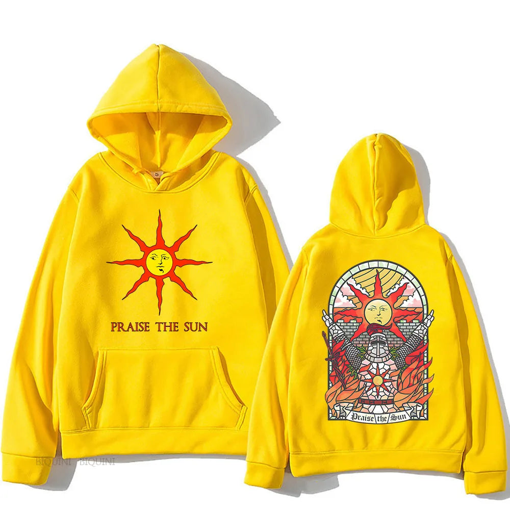 Dark Souls Praise the Sun Printed Men's and Women's Hoodies Fashion Casual Pullover Autumn and Winter Men's Loose Hoodies