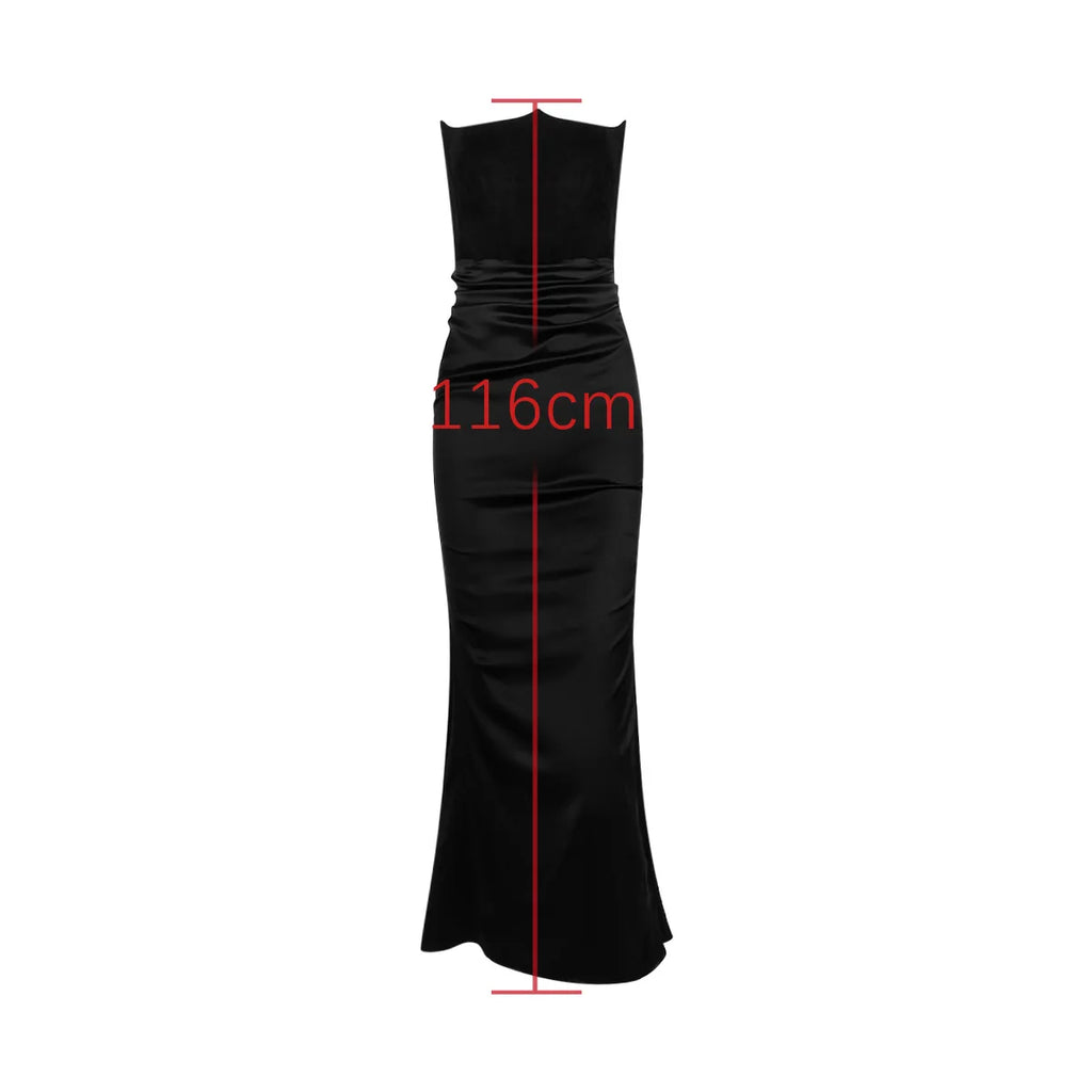 Strapless Velvet Solid Midi Dress