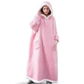 180cm Super Long Flannel Blanket Pyjamas with Sleeves Winter Hoodies Sweatshirt Women Men Pullover Fleece Giant Oversized Outd