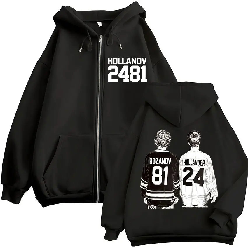 Heated Rivalry Shane Hollander? Ilya Rozanov Hollanov 24 81 Merch Zipper Hoodies Men Women Zip Up Sweatshirts Long Sleeve Jacket