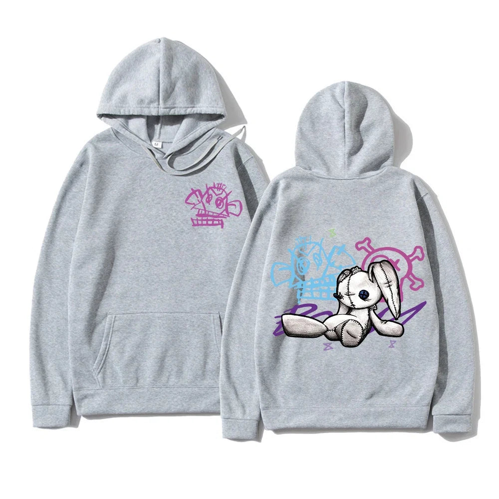Hoodie Fashion Men Harajuku Anime Rabbit Monkey Hoodies Unisex Funny Cute Cartoon Bunny Pullovers Sweatshirts Hoodys