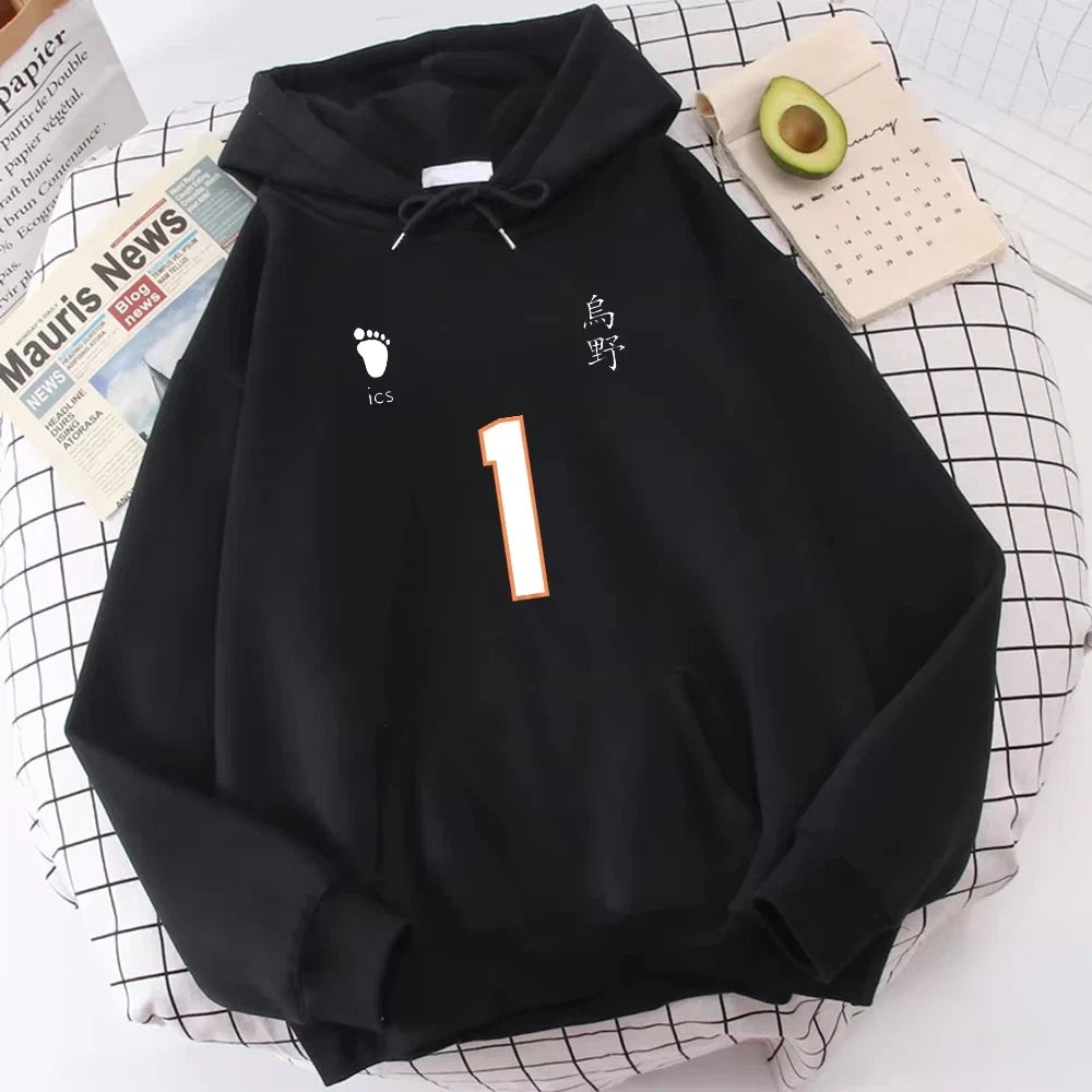 Haikyuu Number 1-12 Printed Hooded Men Women Hoodies Plus Size Sweatshirt Harajuku Long Sleeve Unisex Streetwear Tops