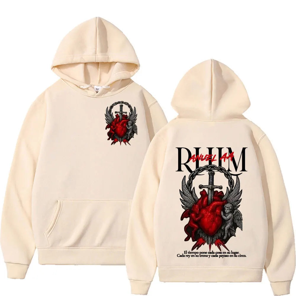 Graphic Hoodies Men's Clothing Oversized Hip Hop Gothic Long Sleeve Hoodie Comfort Sweatshirts