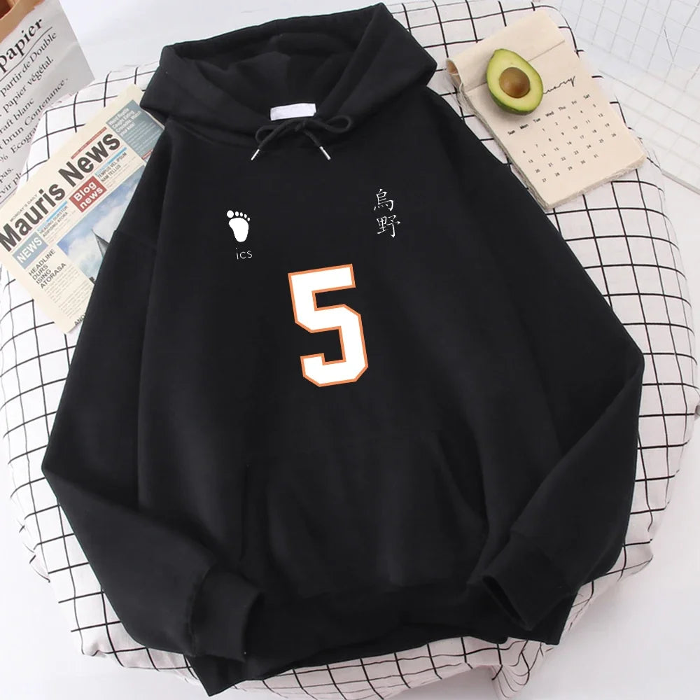 Haikyuu Number 1-12 Printed Hooded Men Women Hoodies Plus Size Sweatshirt Harajuku Long Sleeve Unisex Streetwear Tops