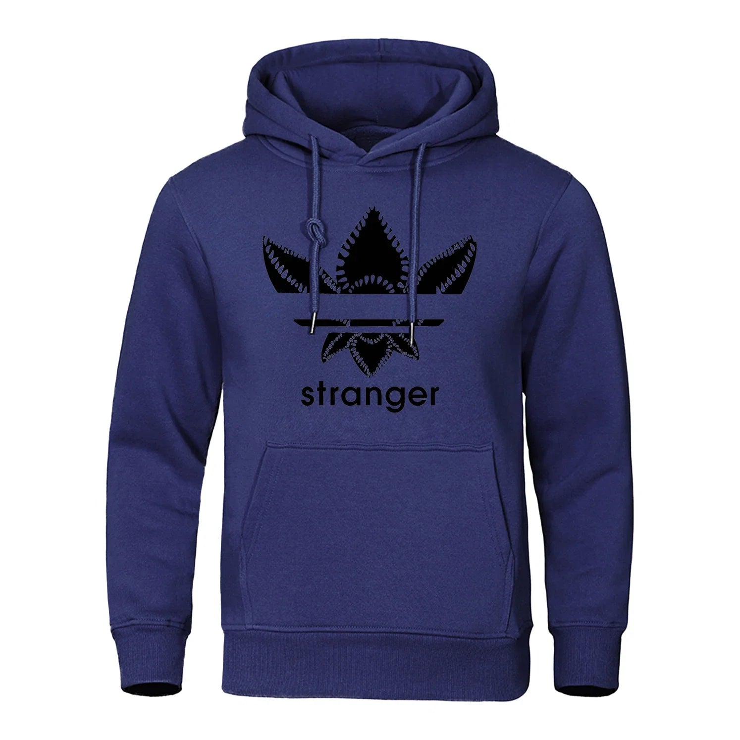 Funny Stranger Floral Pattern Printed Hoodies Mens Letter Style Streetwear Fashion Loose Street Hoody Fleece Pullover Men Hoodie